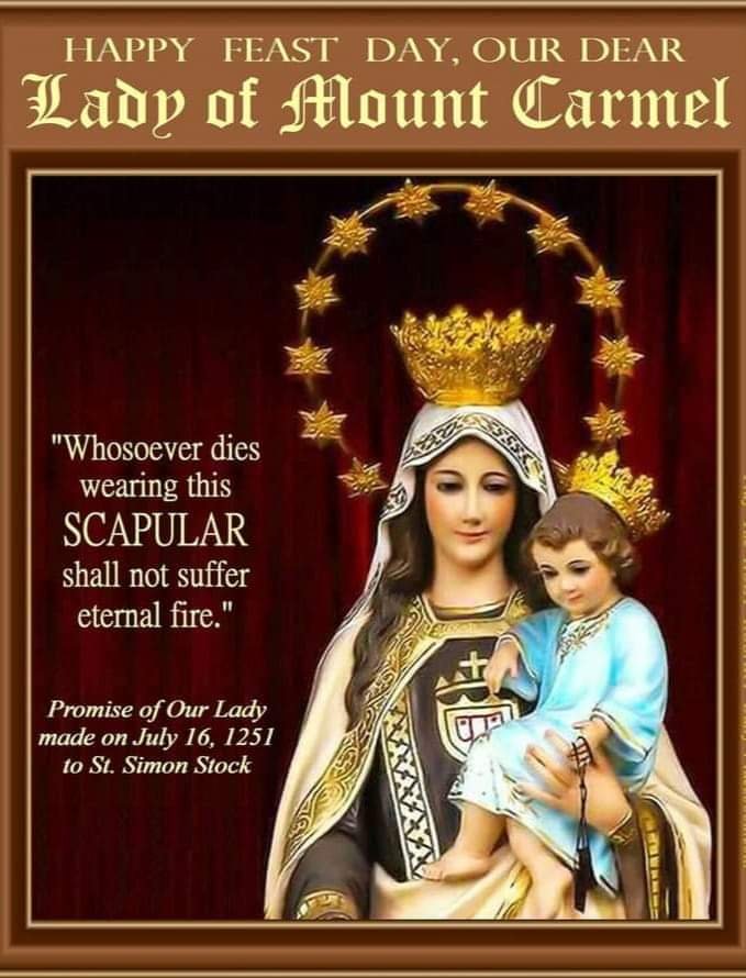 FEAST OF OUR LADY OF MOUNT CARMEL 16th JULY Prayers and Petitions